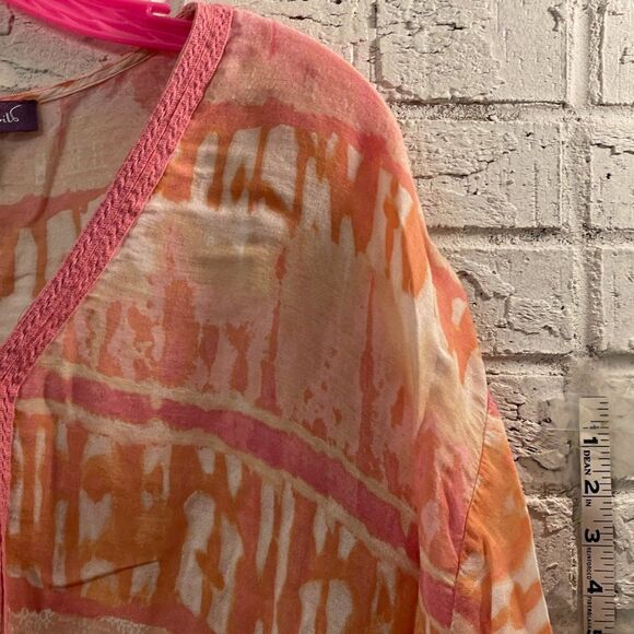 Glora Vanderbilt Pink Tie Dye Hippie Boho Shirt XL - Picture 3 of 9
